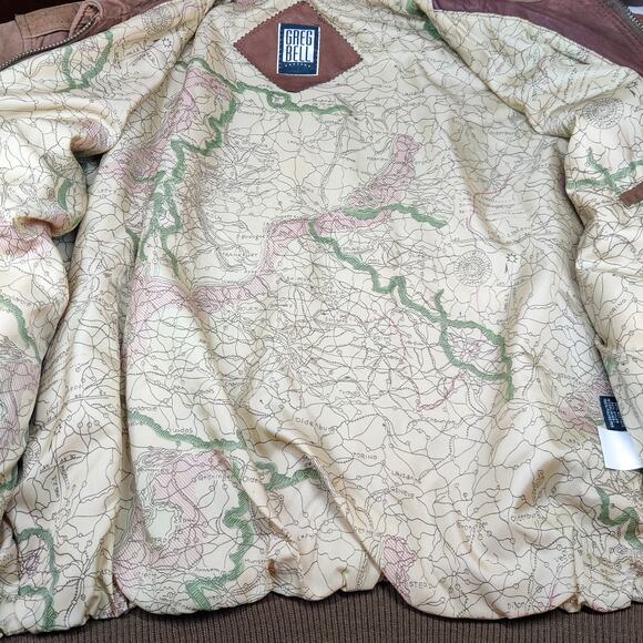 Vtg Greg Bell Brown Suede Leather Bomber Aviator Jacket Large Retro 90s Pilot - Picture 9 of 16